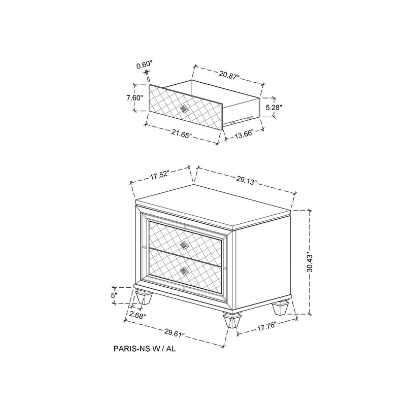Glam Nightstand with Jewel Accents and Mirrored Details – Champagne, photo 2 of 5