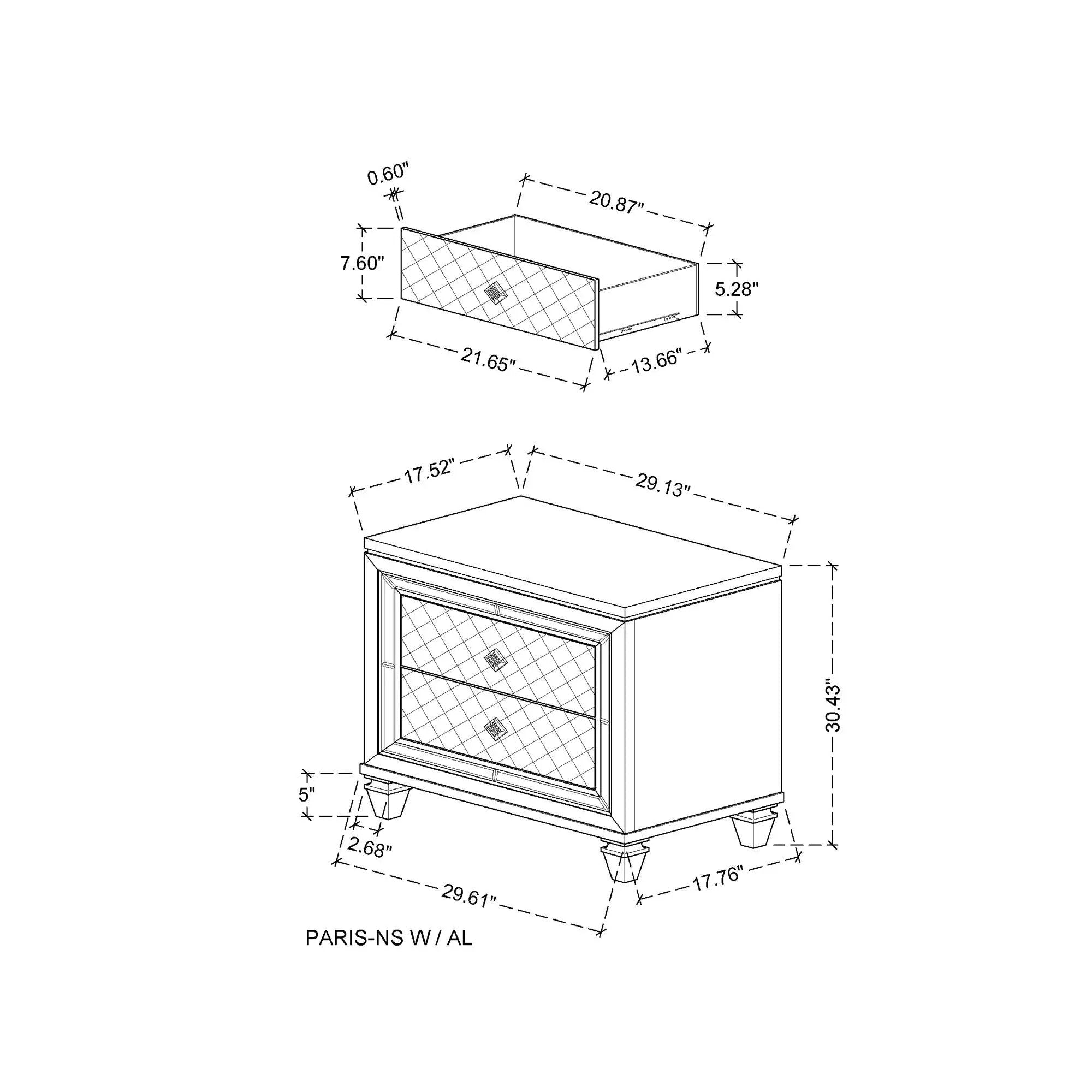 Cross - Glam Nightstand - Champagne by Unique Piece Furniture