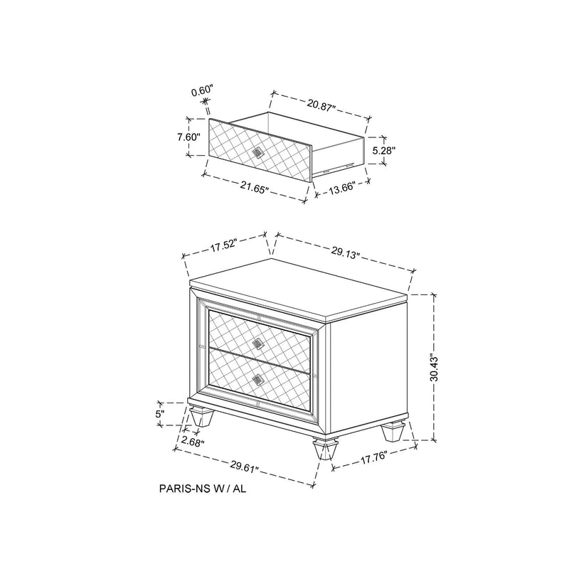 Cross - Glam Nightstand - Champagne by Unique Piece Furniture