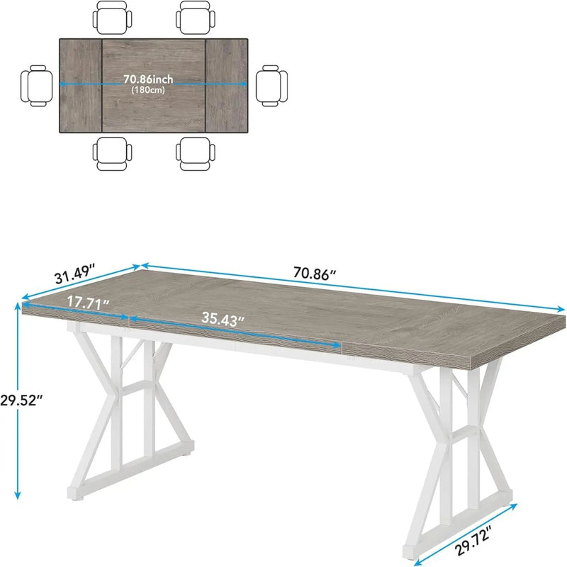 Rectangular Dining Table With X Trestle Metal Legs by HouseOfZazla