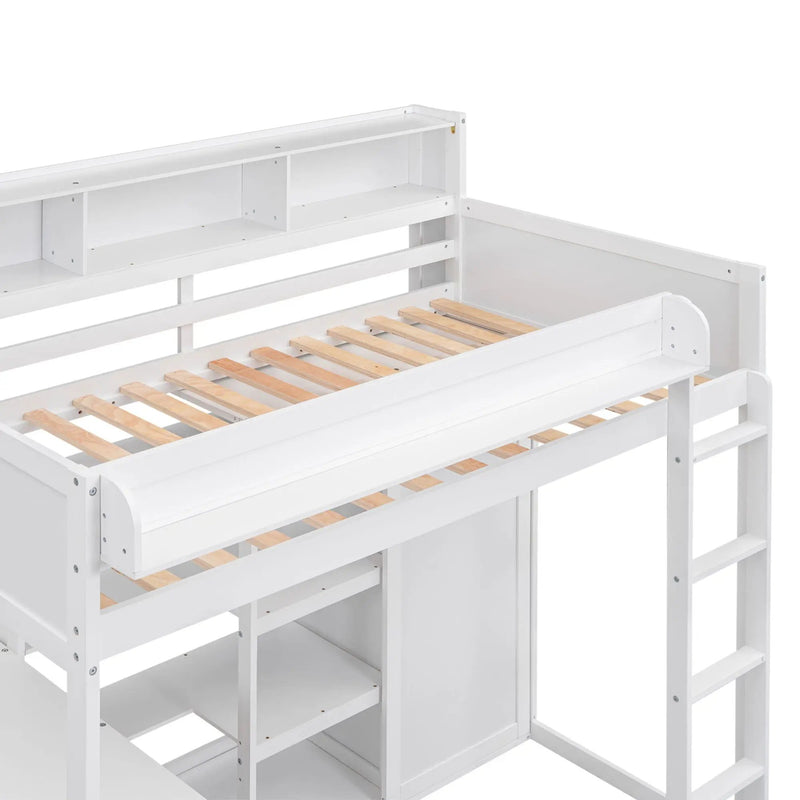 Loft Bed With Built In Desk, Storage Shelves, And Wardrobe by Unique Piece Furniture