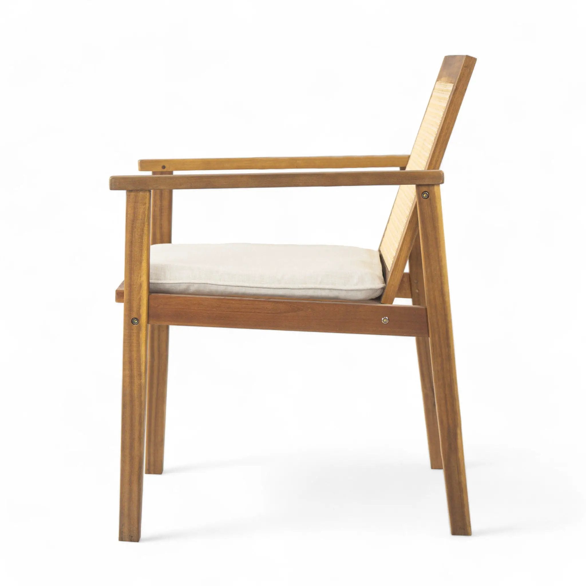 Preston Outdoor Dining Chair With Cushion Set of 2 - Teak / Beige by HouseOfZazla