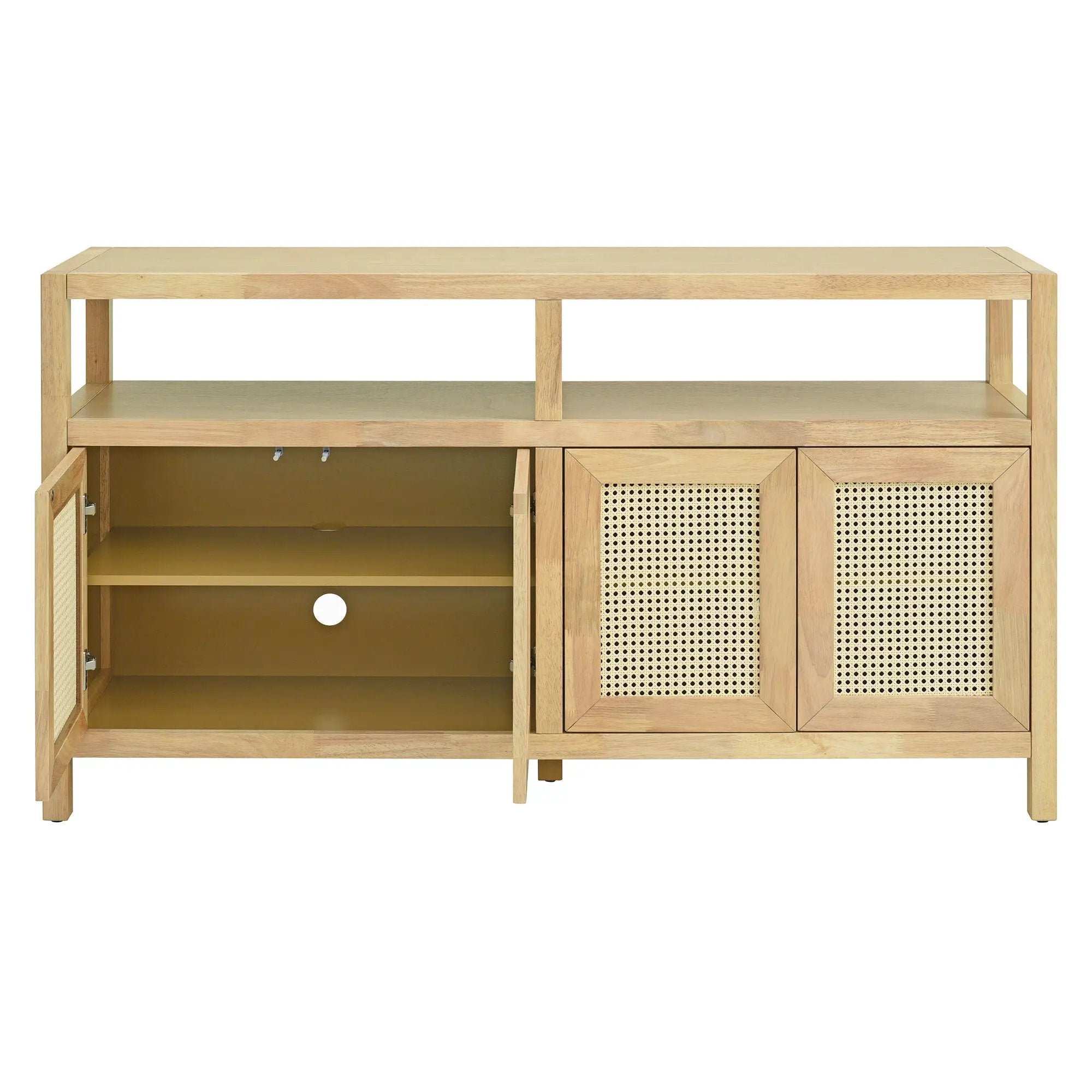 Bohemian Style Rattan Buffet Storage Cabinet with Solid Wood Frame by HouseOfZazla
