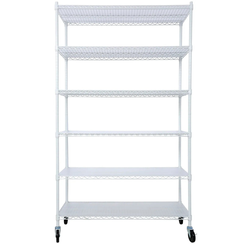 6 Tier 6000Lbs Capacity Nsf Metal Shelf Wire Shelving Unit, Heavy Duty Adjustable Storage Rack With Wheels & Shelf Liners For Commercial Grade Utility Steel Storage Rack by HouseOfZazla
