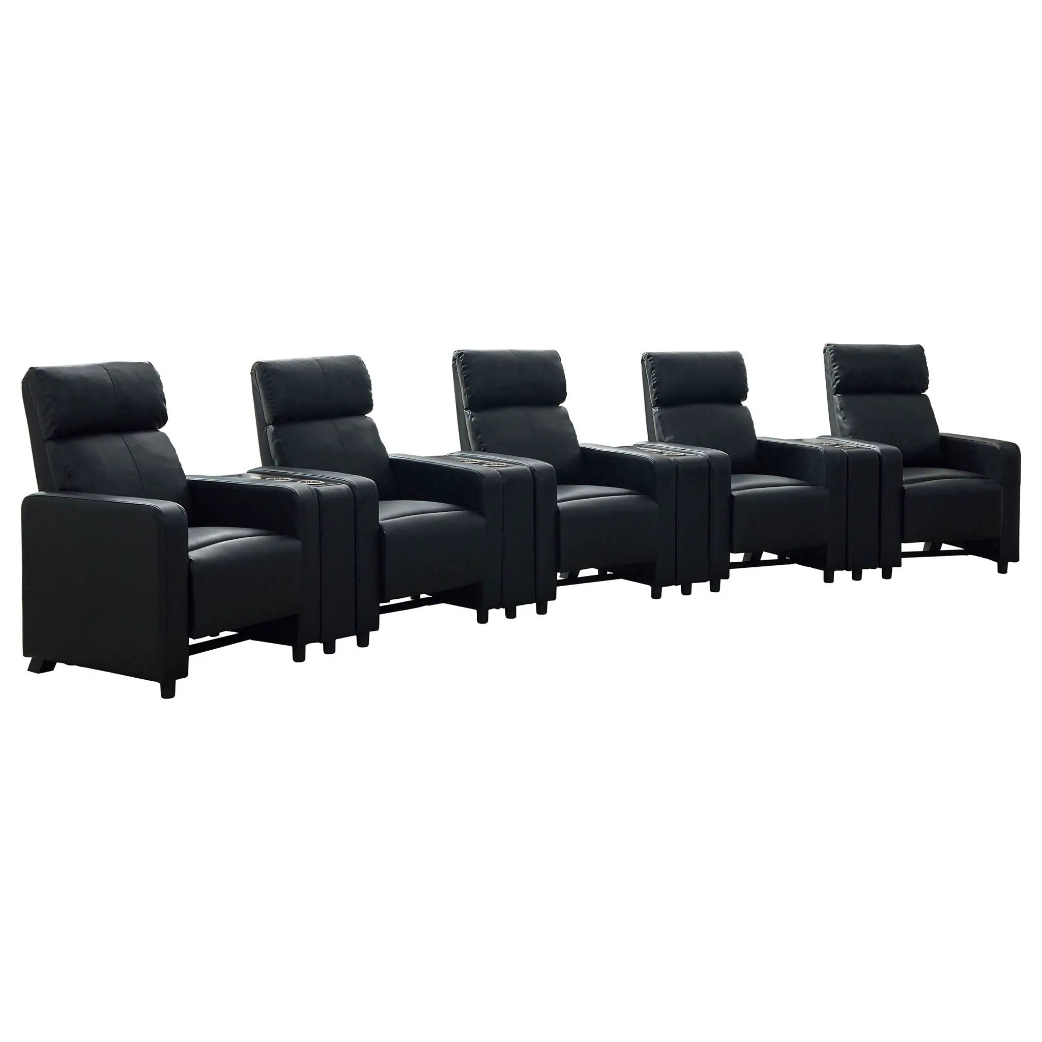 Toohey Upholstered Tufted Recliner Living Room Set Black by Unique Piece Furniture