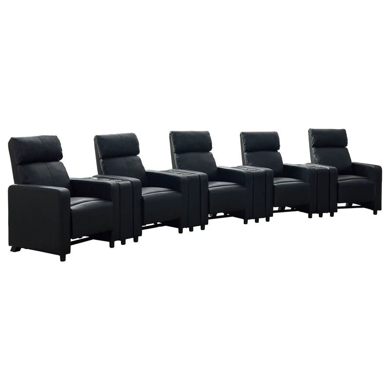 Toohey Upholstered Tufted Recliner Living Room Set Black by Unique Piece Furniture