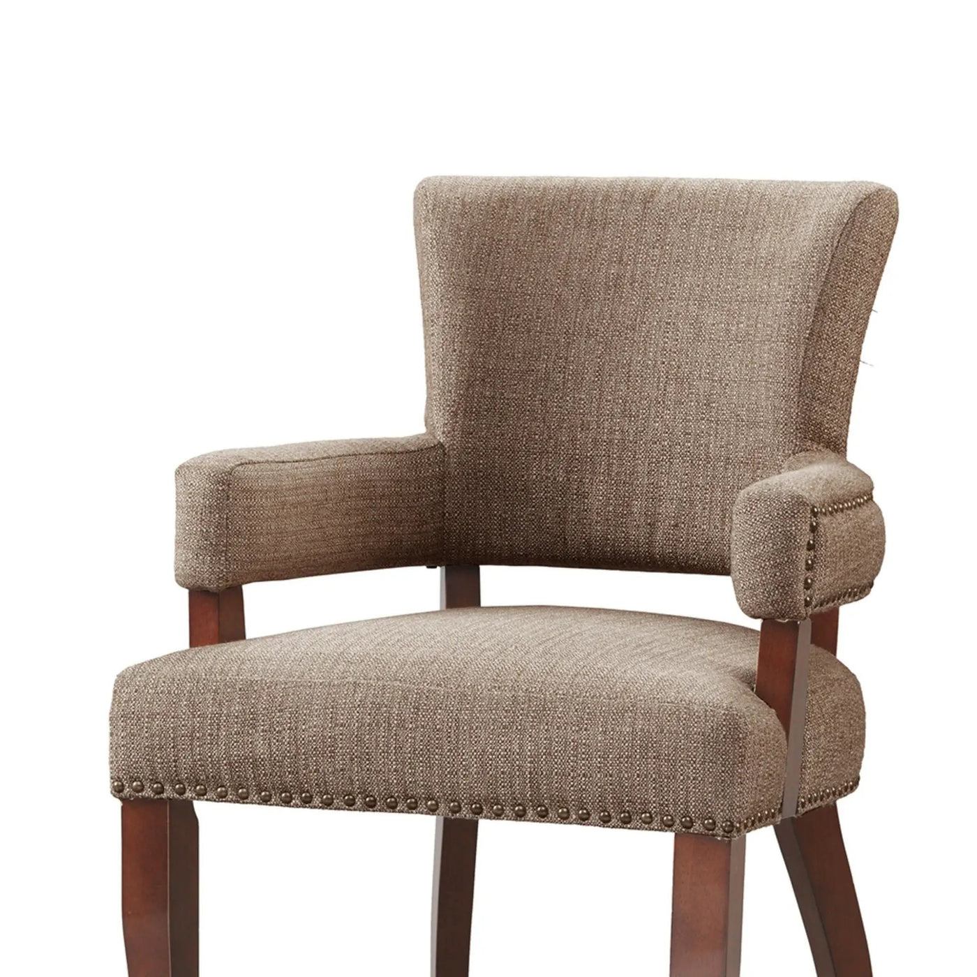 Elegant Arm Dining Chair With Brass Nail Head Detailing by HouseOfZazla