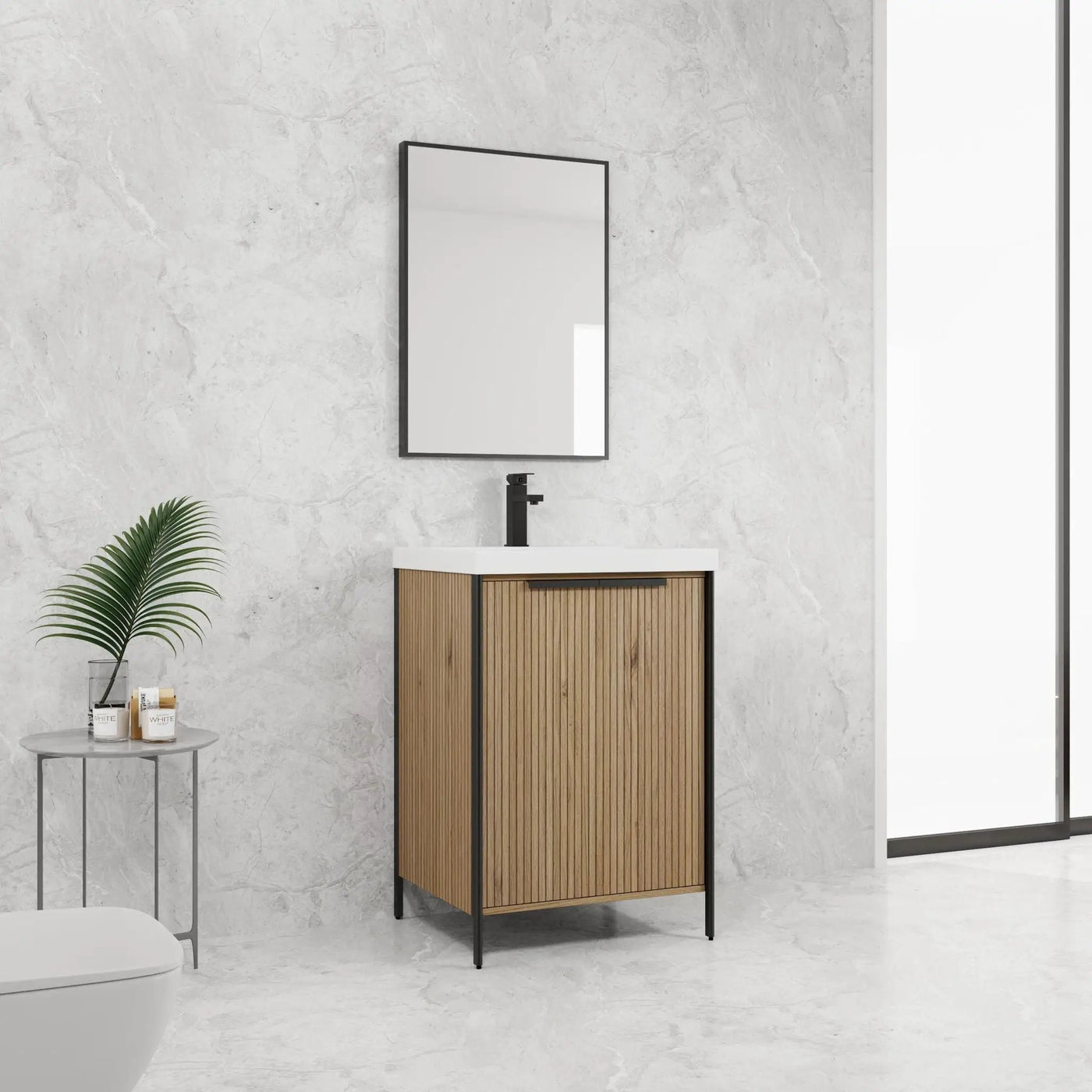 Modern Freestanding Bathroom Vanity With Resin Sink & Soft Close Cabinet Doors by HouseOfZazla
