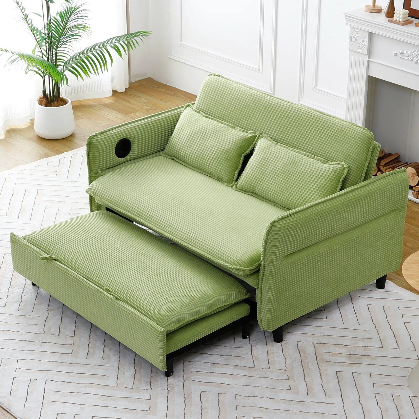 Modern Fabric Multi-Functional Sofa Bed With Adjustable Armrests And Backrests by Unique Piece Furniture