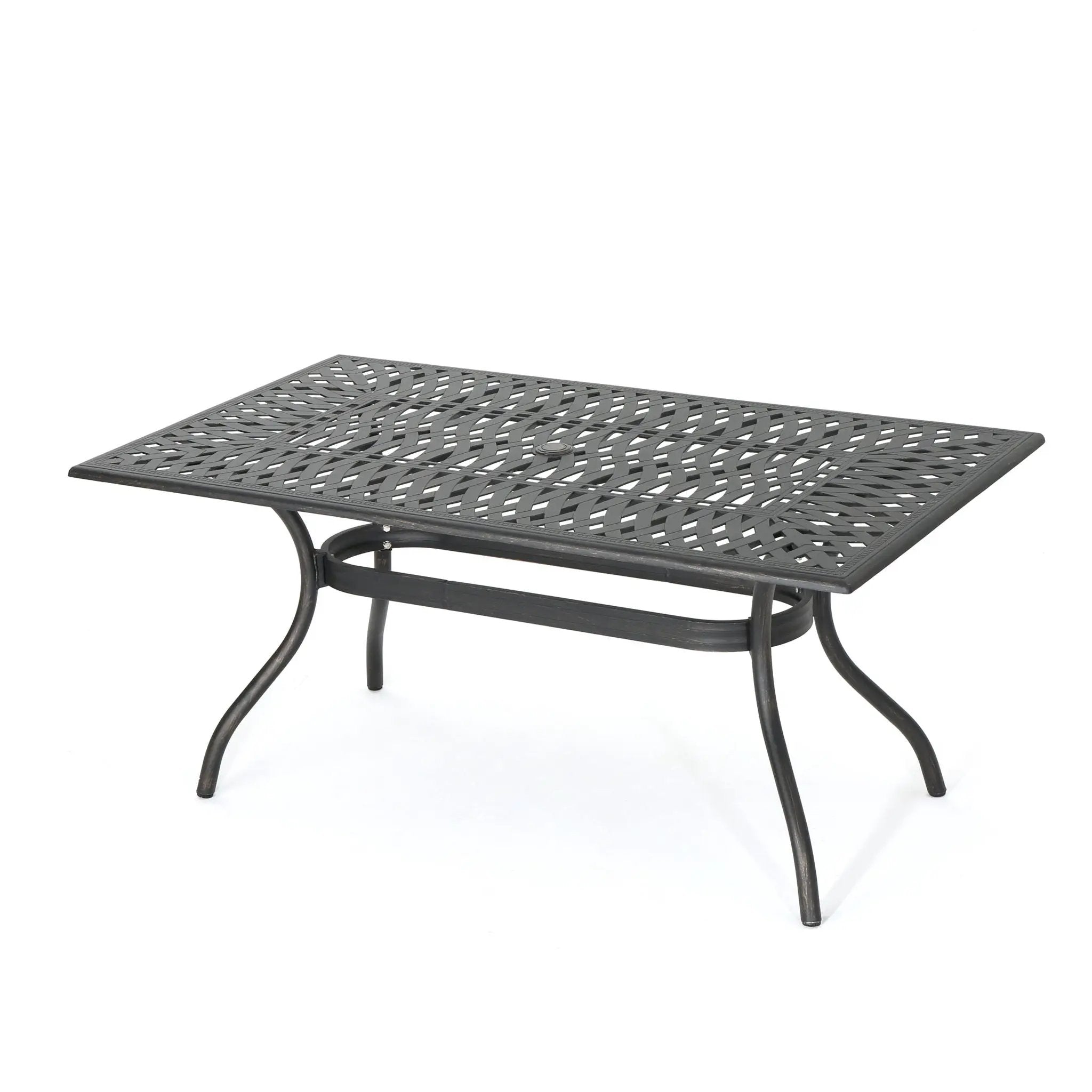 Enchantia Outdoor Rectangular Dining Table with Weave Tabletop and Flared Legs - Copper by HouseOfZazla