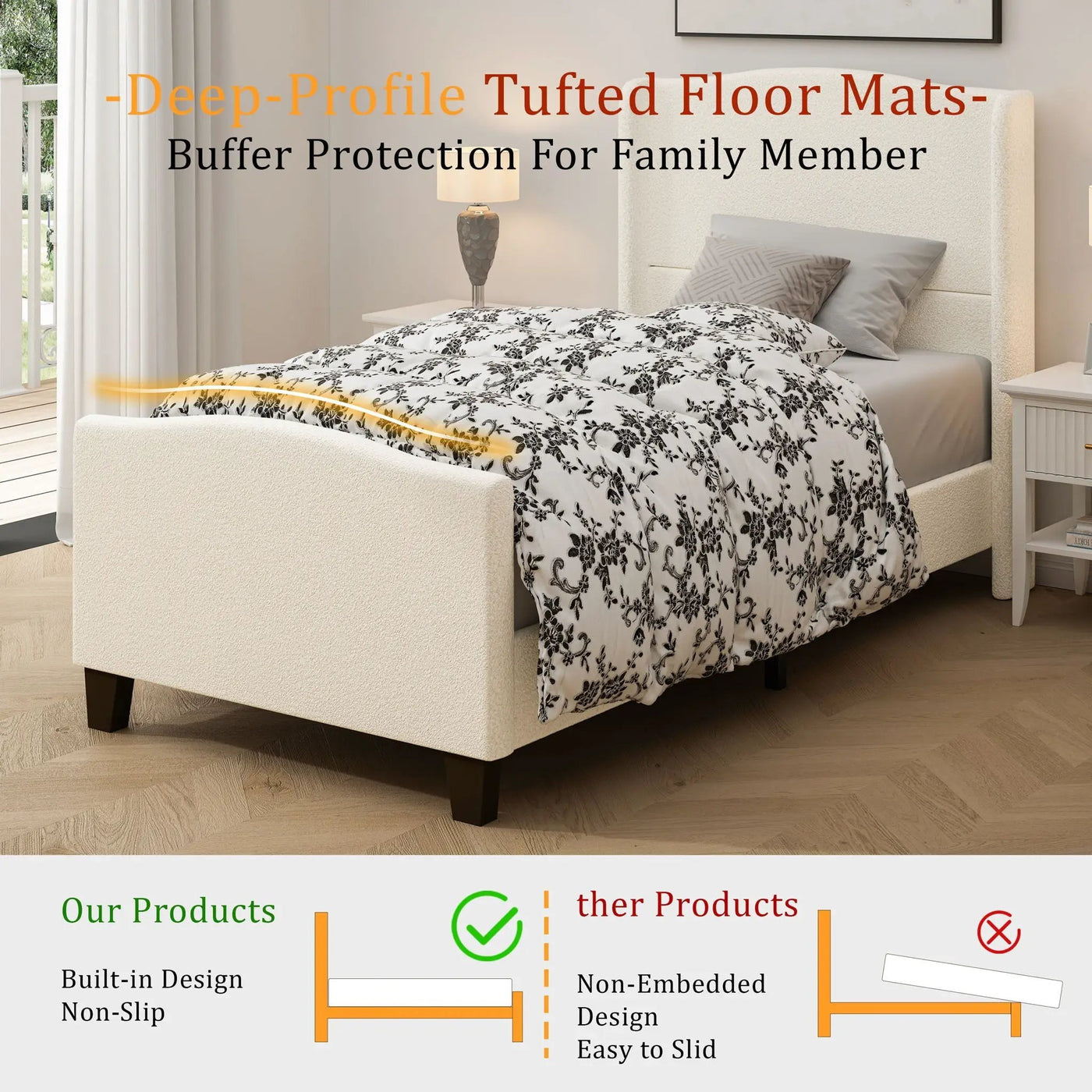 Platform Bed Frame With Tall Headboard And High Footboard by HouseOfZazla