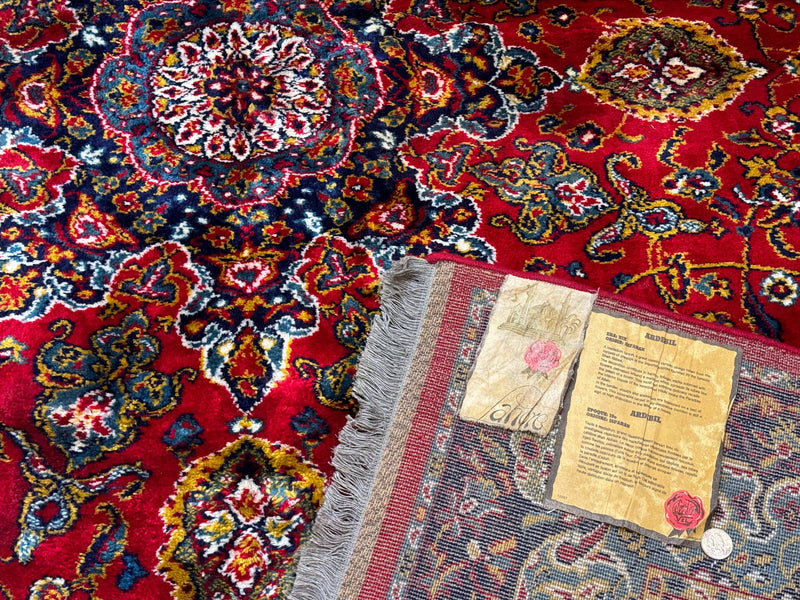 Red Persian Rug 6x9, Medallion Carpet, Ardebil Design, Vintage Belgium Power Loomed Carpet by Jewel Rugs