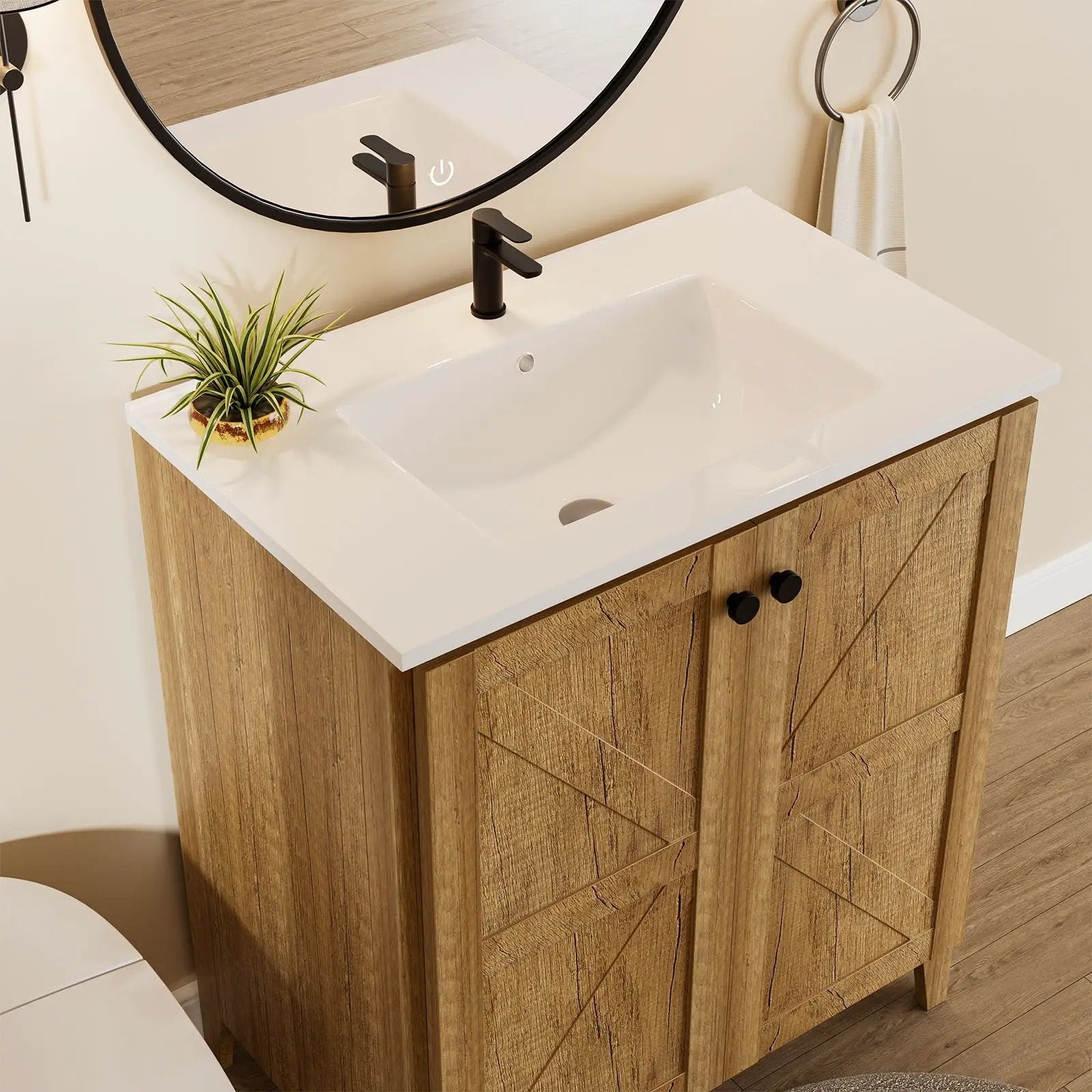 Folding Floor Cabinet With Ceramic Sink, Space Saving by Unique Piece Furniture