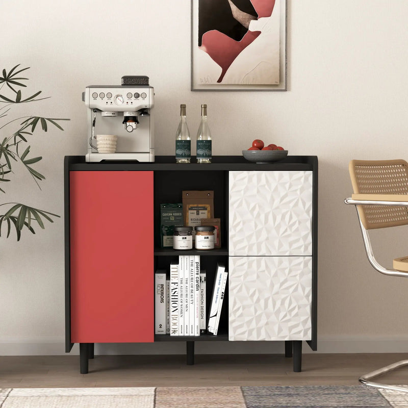 Modern Sideboard Buffet Cabinet With Doors And Unique Panel Styling by HouseOfZazla