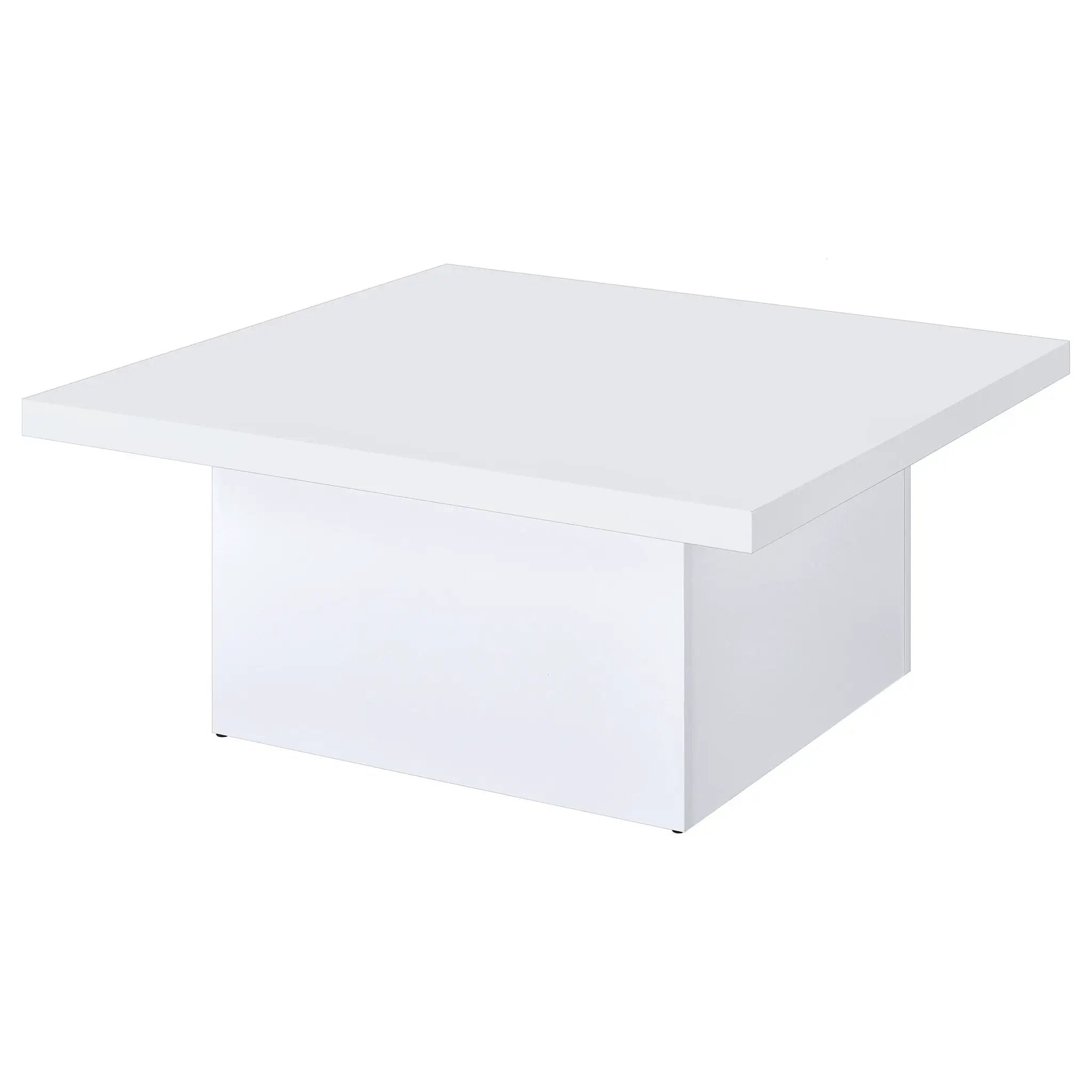 Devar Square Engineered Wood Coffee Table White High Gloss by Unique Piece Furniture