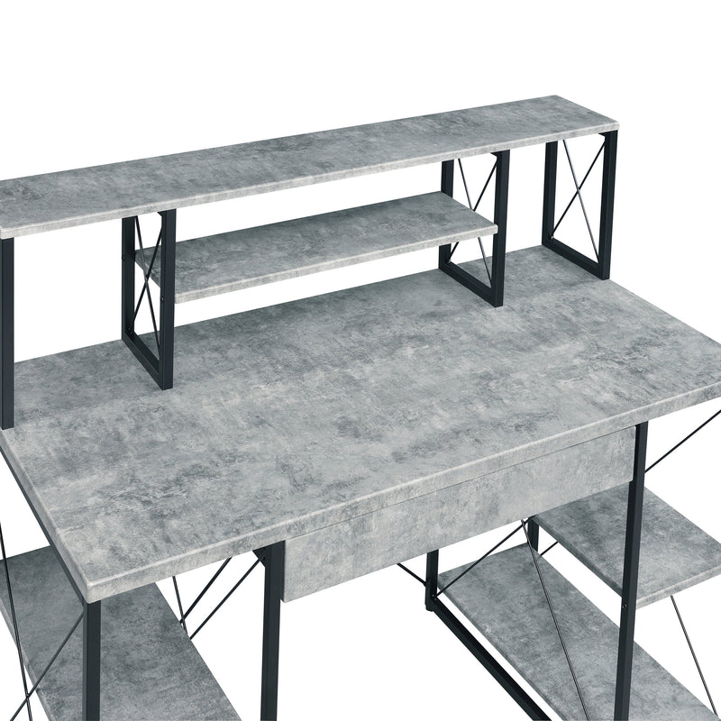 Grey and Black Desk with Drawer - Wood and Metal, photo 5 of 8