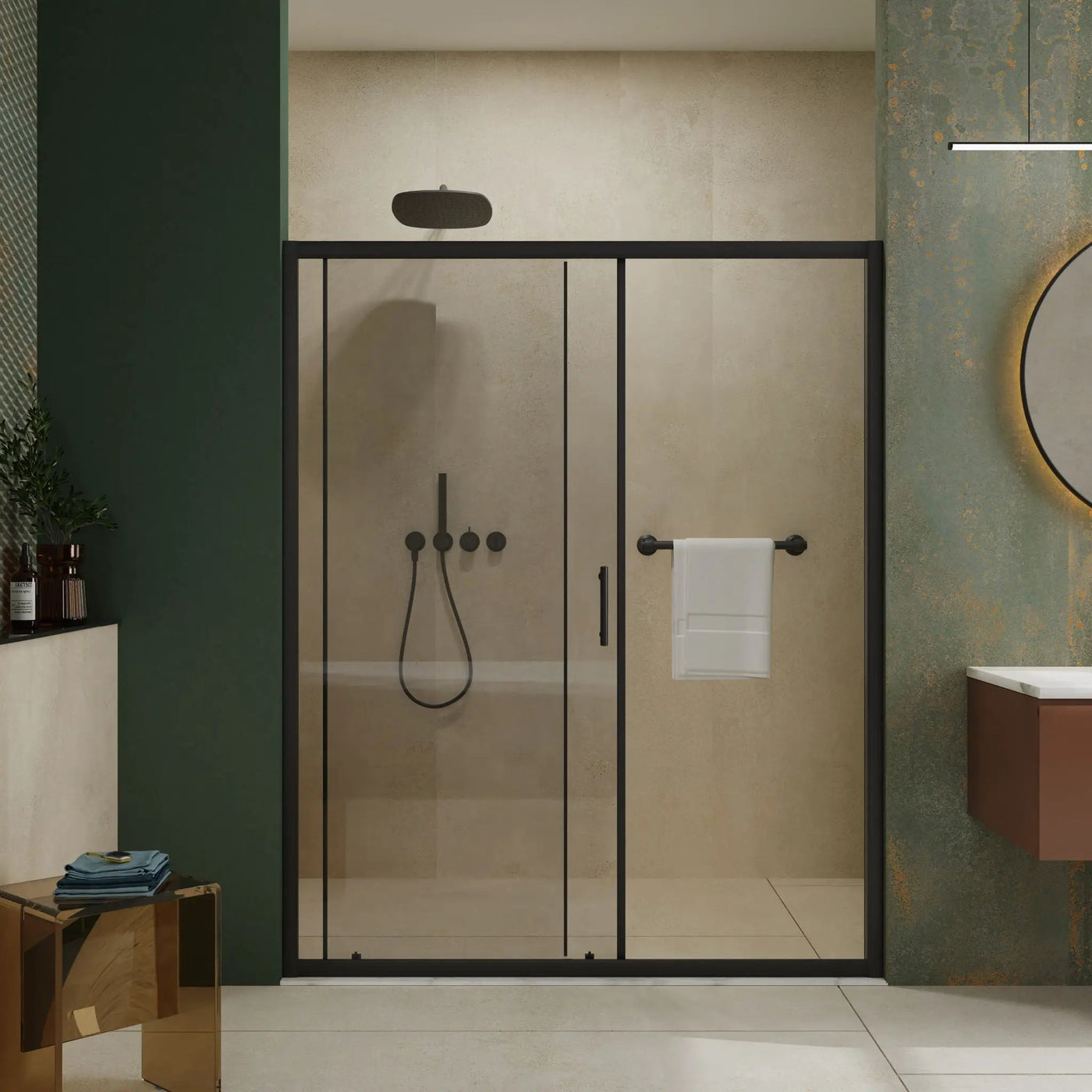 Single Sliding Shower Door, Thick Clear Tempered Glass Shower Door With Stainless Steel Handle by HouseOfZazla