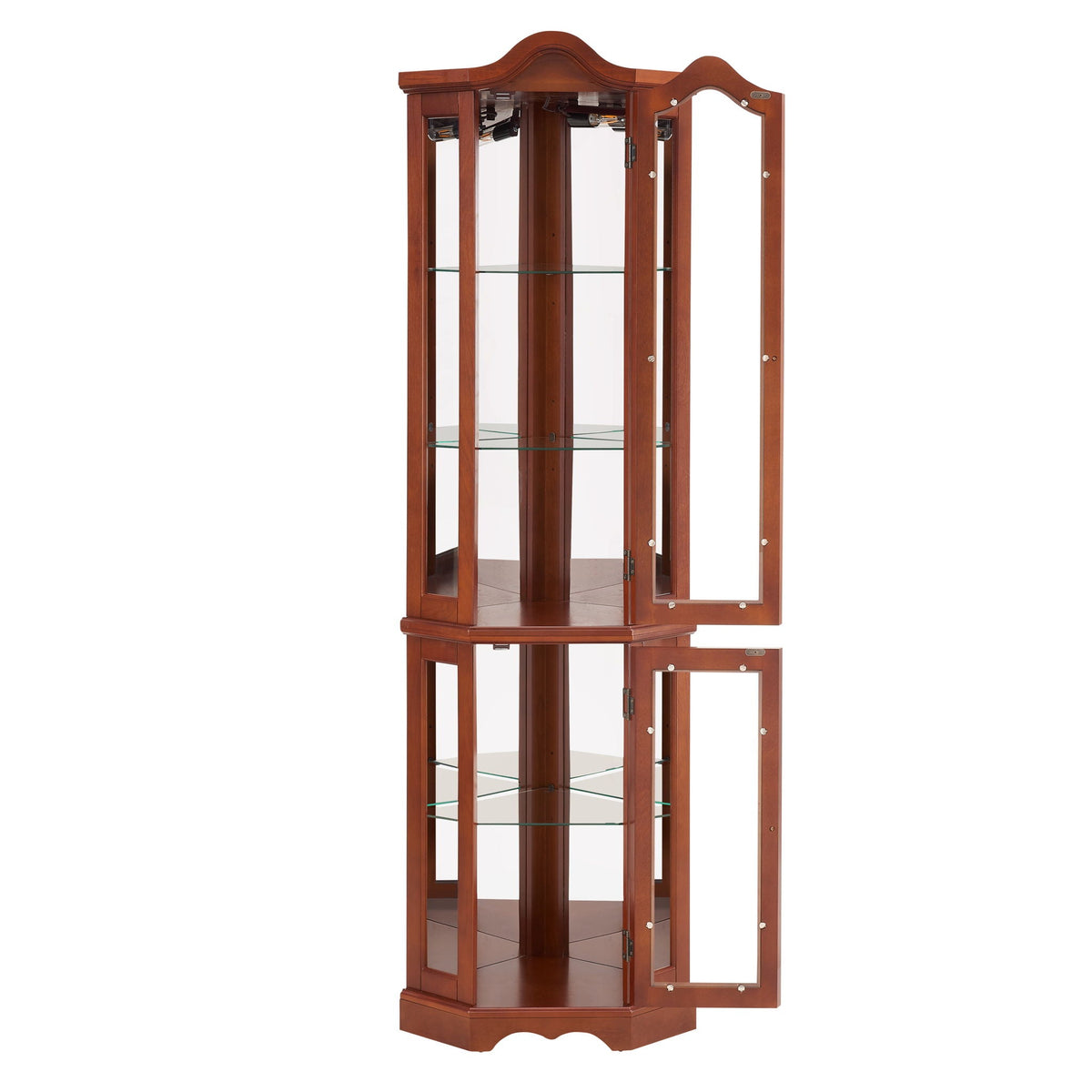 Corner Curio Cabinet with Lights and Adjustable Shelves - Walnut, photo 10 of 20