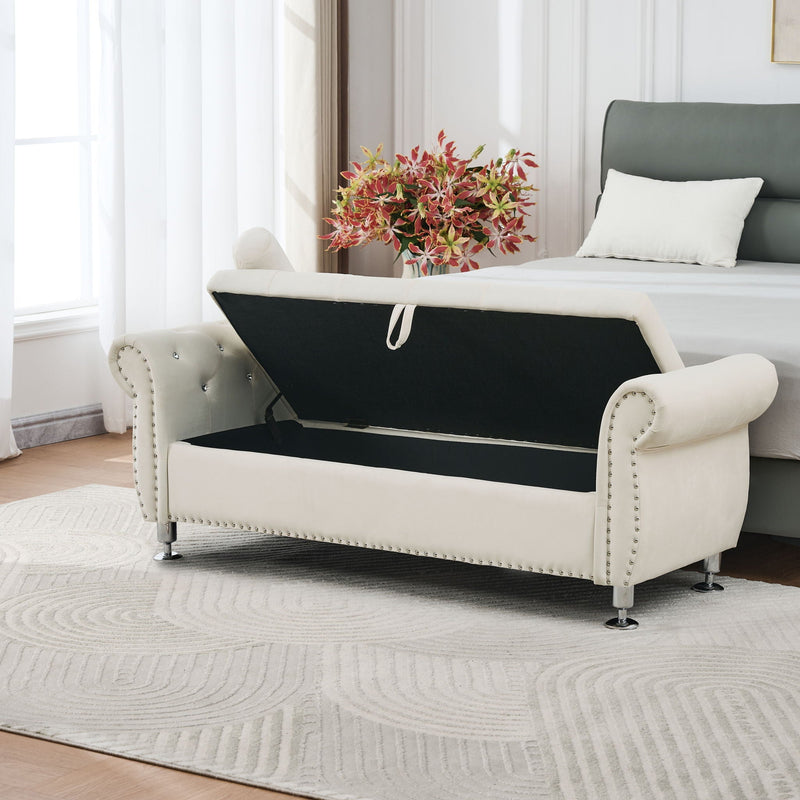 Storage Bench With Crystal Buttons And 1 Pillow For Bedroom by HouseOfZazla