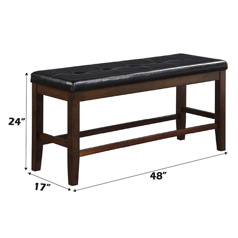 Urbana - Counter Height Bench - Black Synthetic Leather & Espresso by Unique Piece Furniture