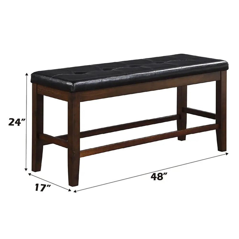 Urbana - Counter Height Bench - Black Synthetic Leather & Espresso by Unique Piece Furniture