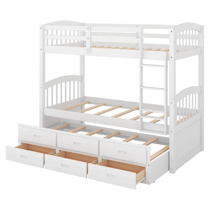 Bunk Bed With Trundle And Drawers, Arched Headboard And Footboard by Unique Piece Furniture