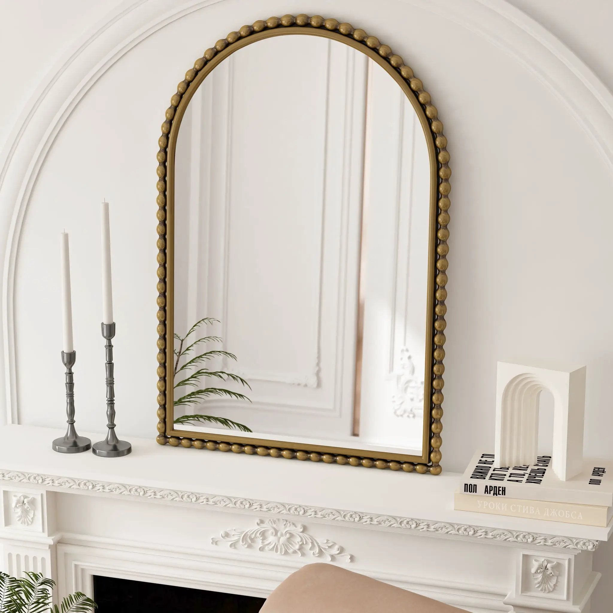 Vintage Iron Art Arch Mirror, Wall Hanging Or Table Display by HouseOfZazla