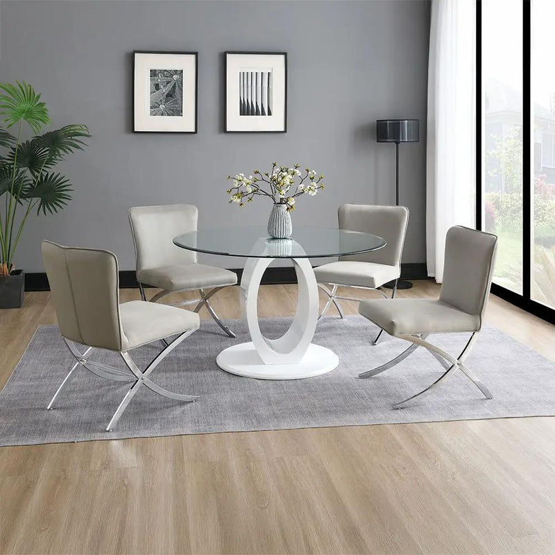 Daire - Side Chair (Set of 2) - Light Gray Velvet & Chrome by Unique Piece Furniture