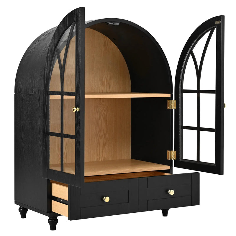 Arched Display Cabinet with Tempered Glass Doors by HouseOfZazla