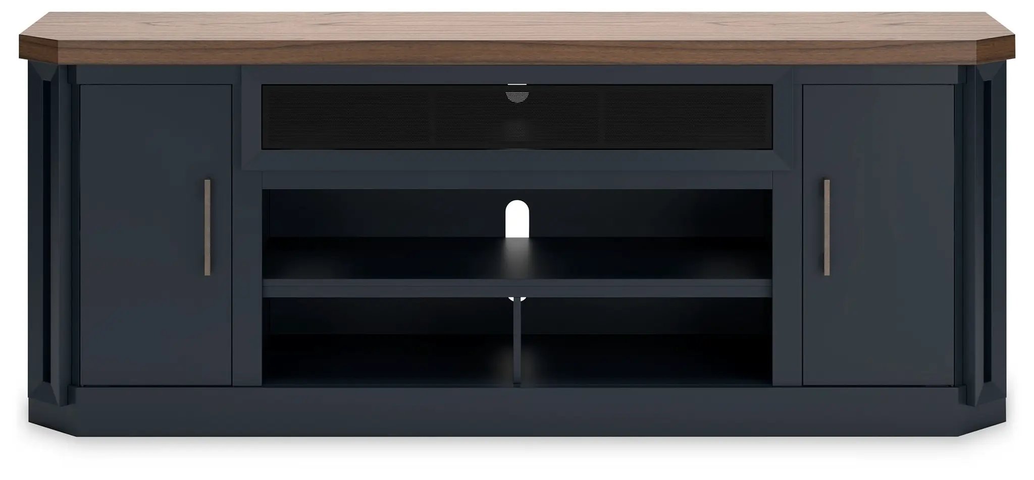 Landocken - XL TV Stand W/Fireplace Option - Brown / Blue by Unique Piece Furniture