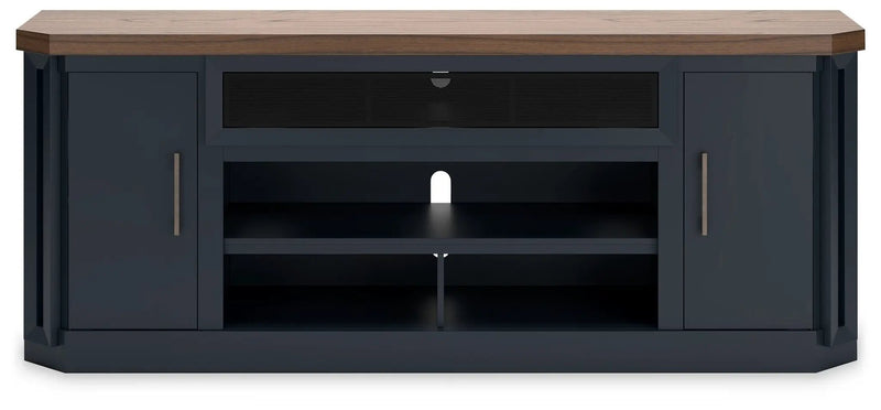 Landocken - XL TV Stand W/Fireplace Option - Brown / Blue by Unique Piece Furniture
