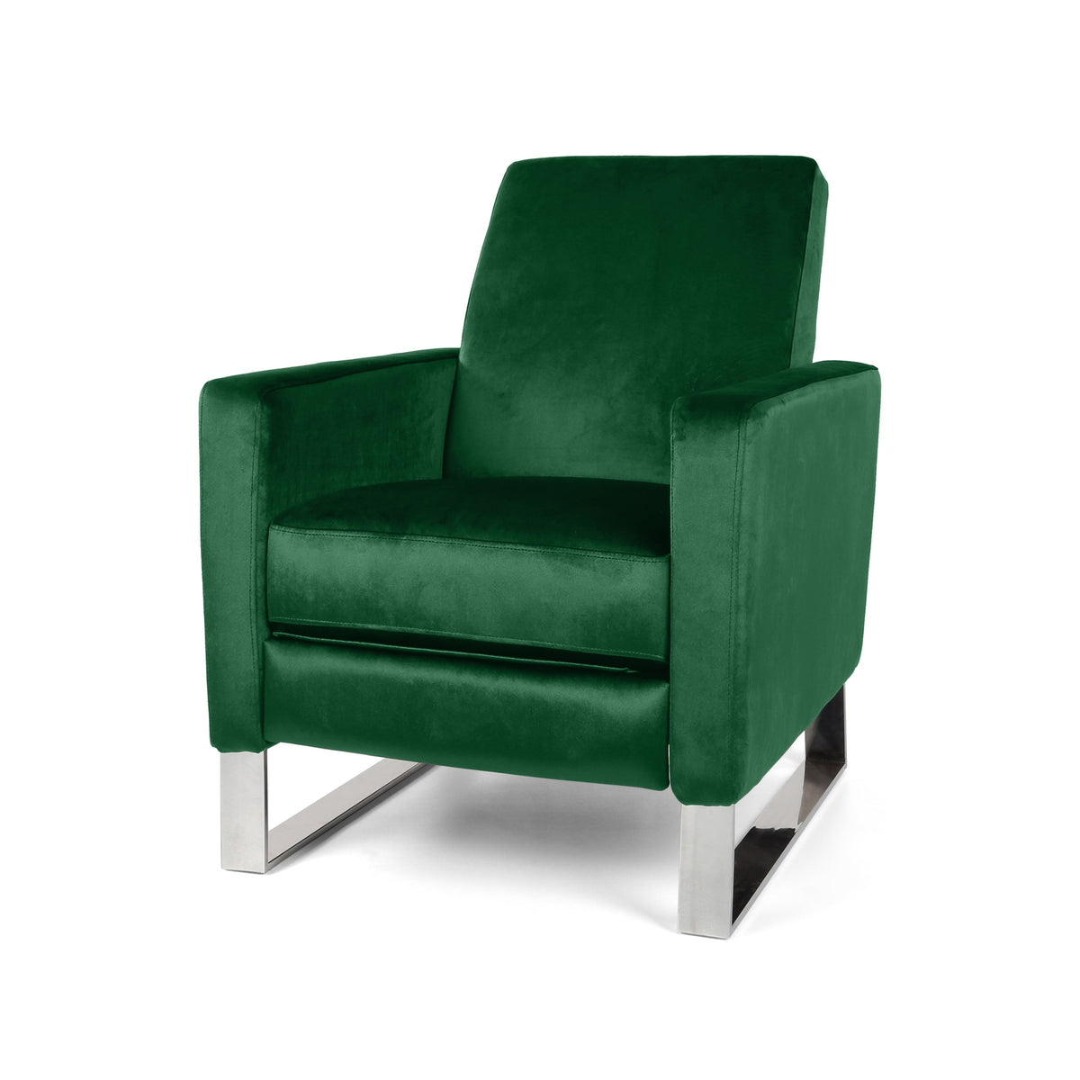 Velvet Push Back Recliner with Metal Legs - Emerald or Blue, photo 8 of 10