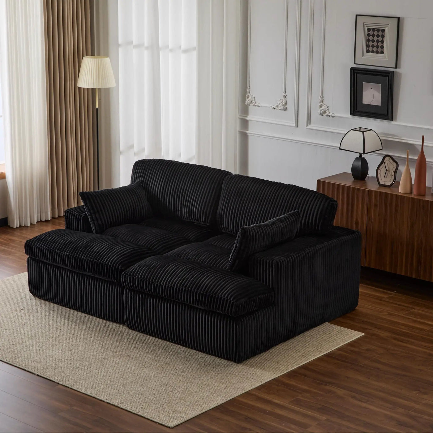 Double Chaise Lounge Chair, Oversized Upholstered Sleeper Cloud Couch by HouseOfZazla