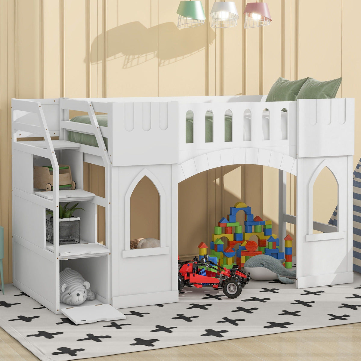 Loft Bed With Storage Staircase and Windows - Twin Size, photo 8 of 23