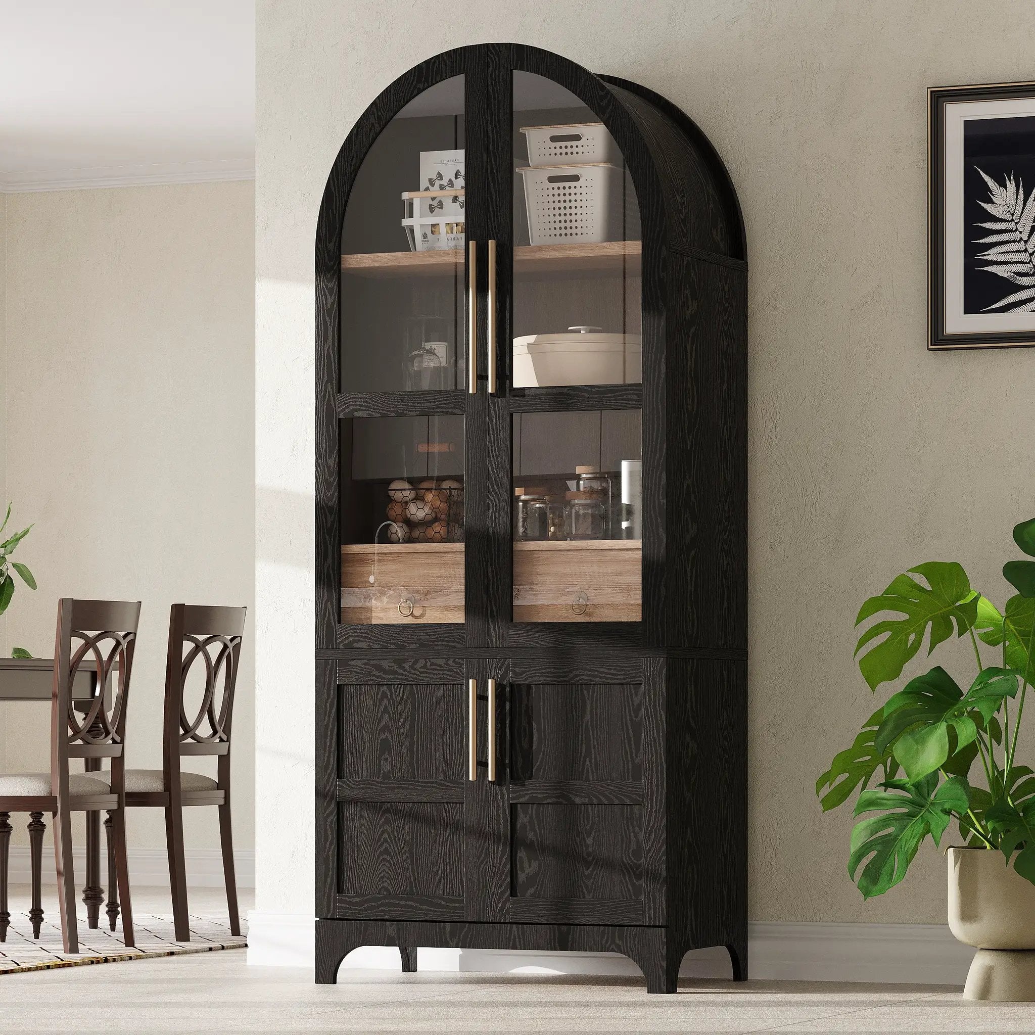 K&K 71" Tall Arched Kitchen Pantry Cabinet by HouseOfZazla