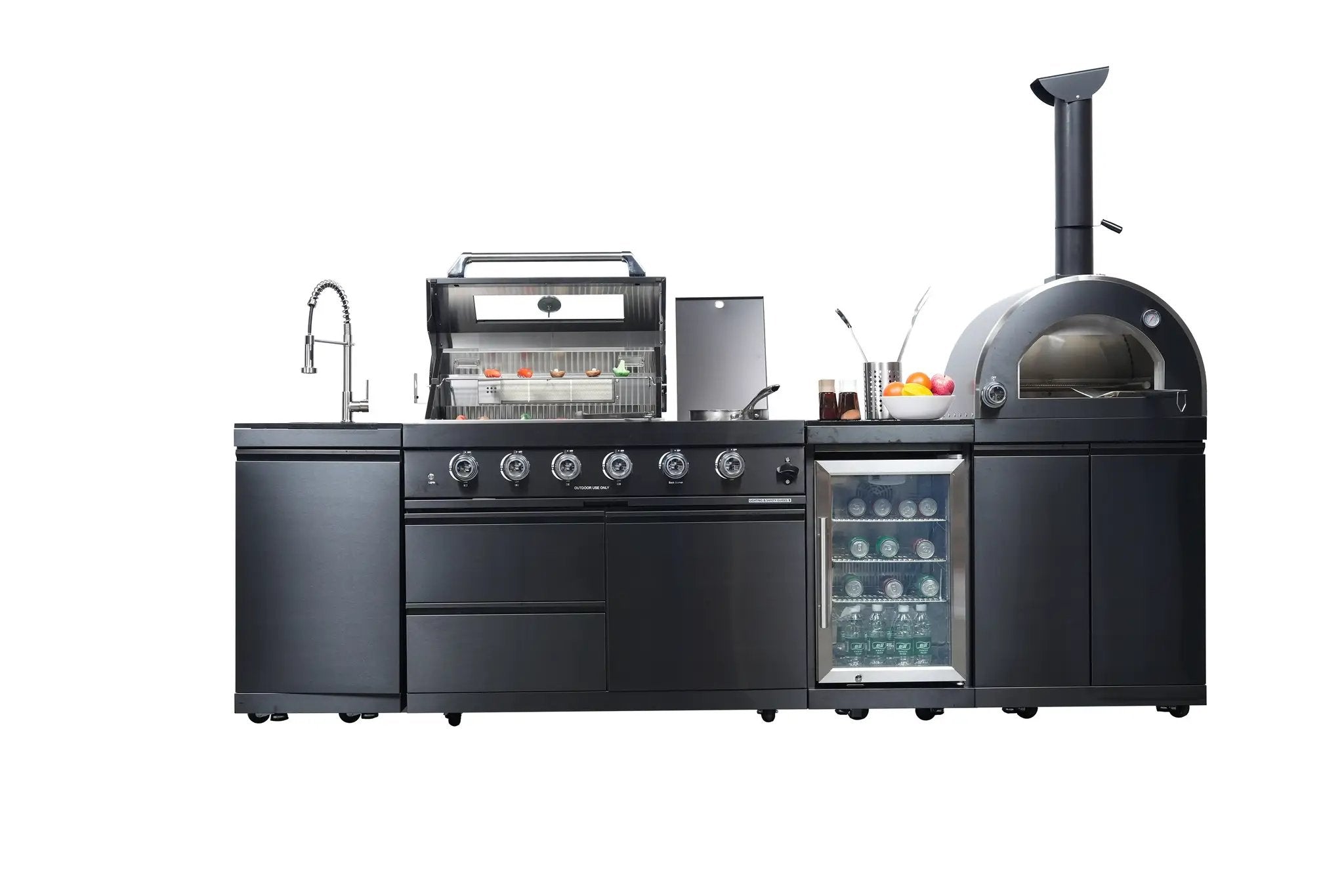 Black 112-Inch Double Stainless Steel Gas Outdoor Kitchen Grill by HouseOfZazla