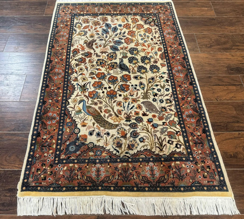 Small Pak Persian Rug 3x5, Peacock Birds Floral by Jewel Rugs