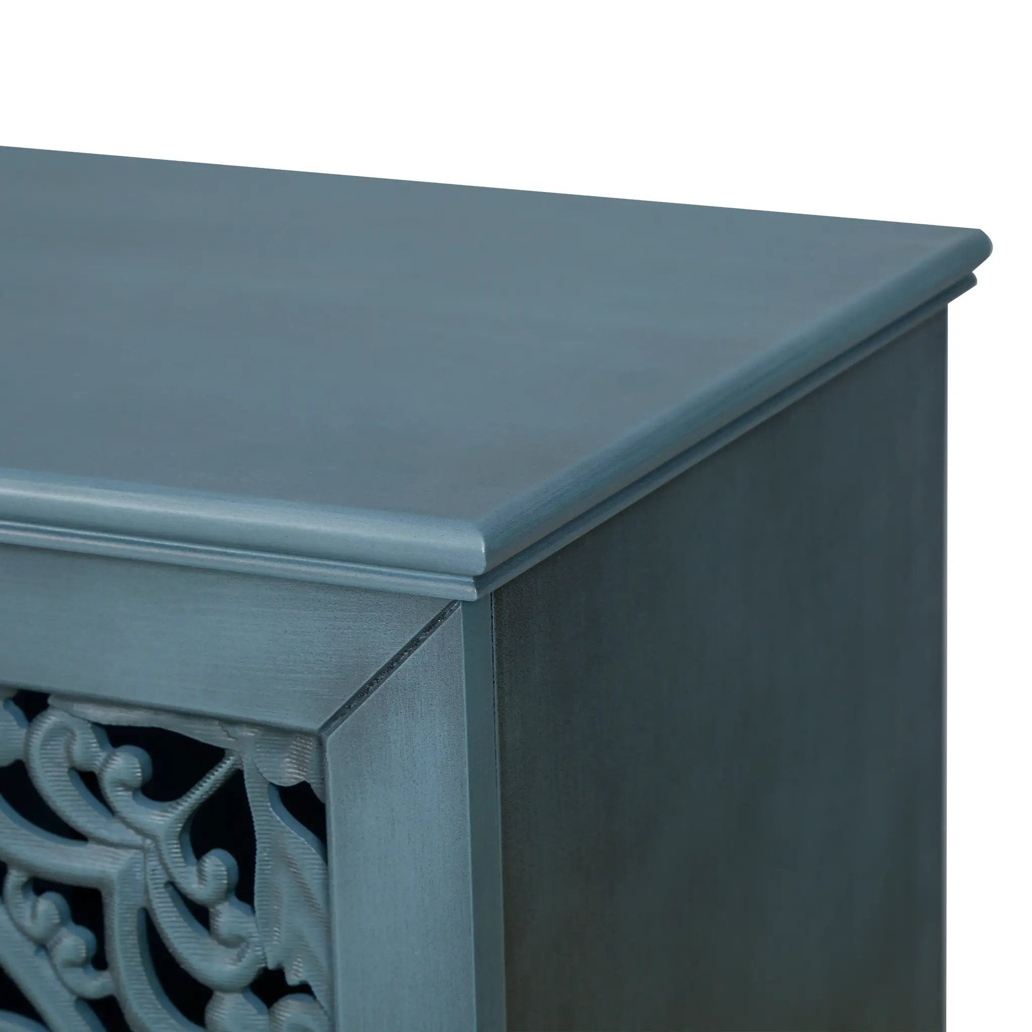 60" Antique Buffet Cabinet with Floral Carvings and Adjustable Shelves by HouseOfZazla