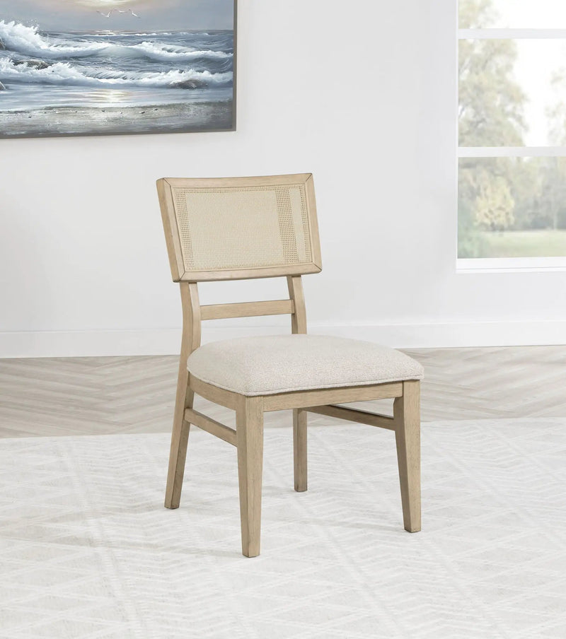 Kailani Rattan Cane Dining Side Chair Beige Oak (Set of 2) by Unique Piece Furniture