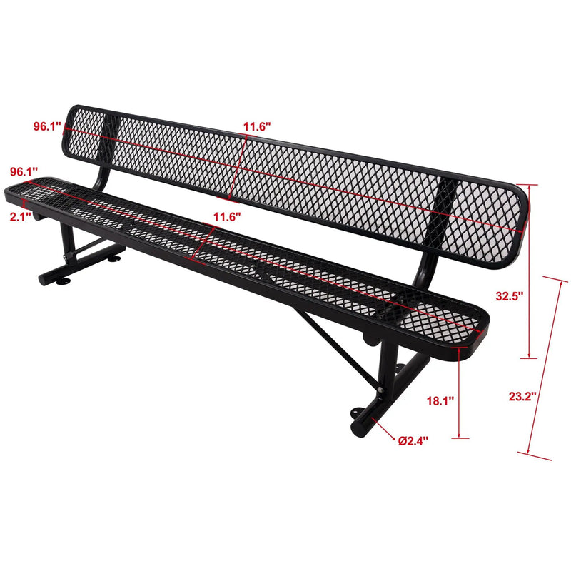 6' Outdoor Steel Bench With Backrest by Unique Piece Furniture