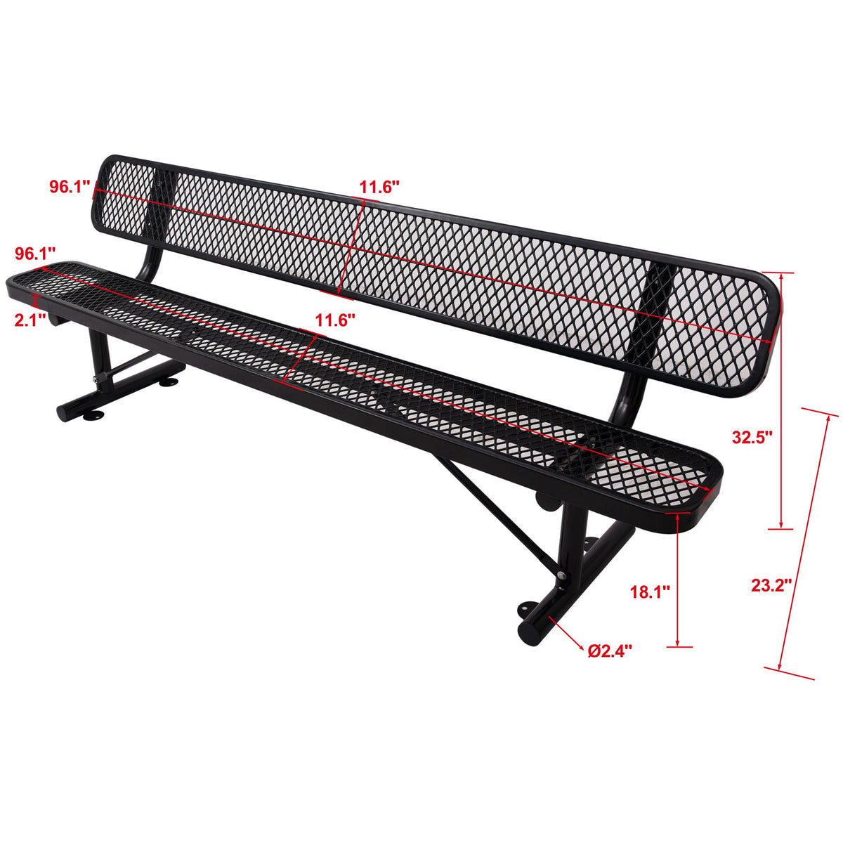 6' Outdoor Steel Bench With Backrest, photo 13 of 36