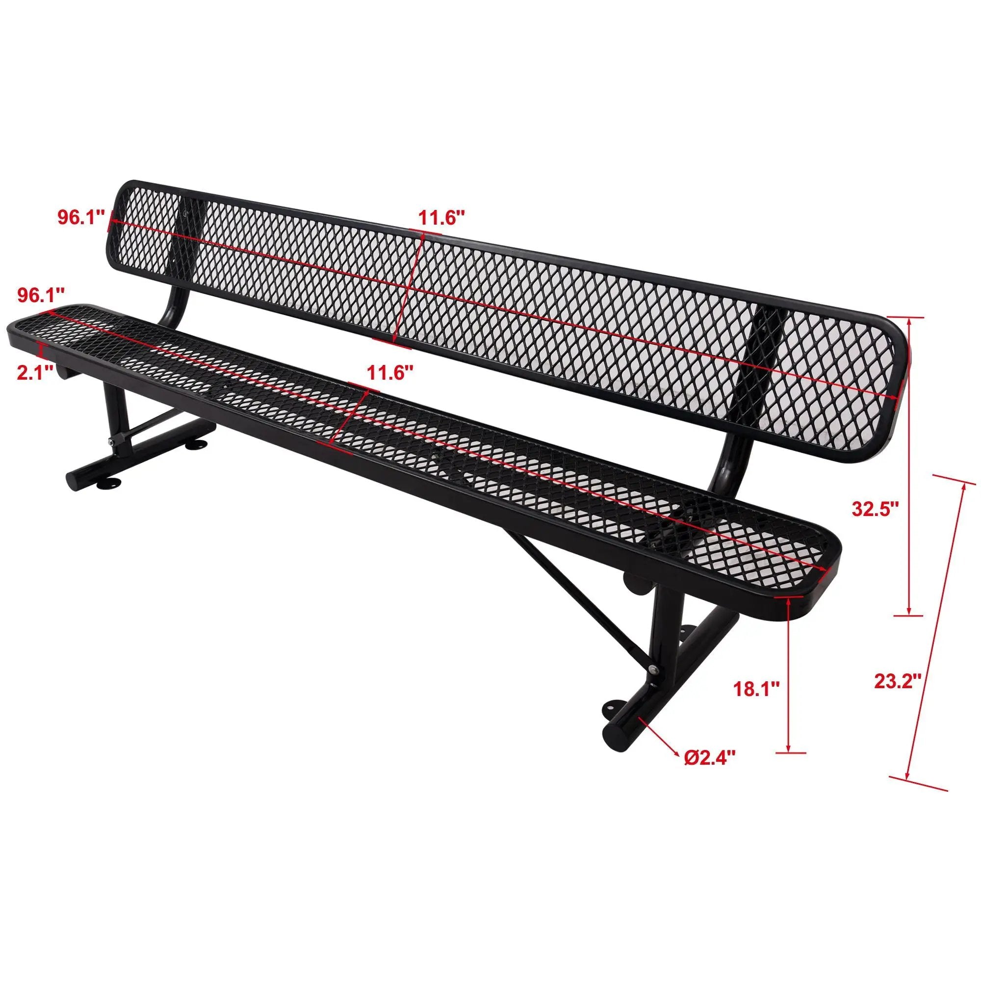 6' Outdoor Steel Bench With Backrest by HouseOfZazla