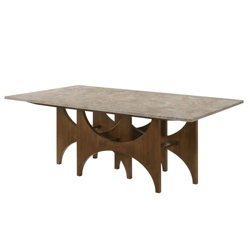 Oleia - Dining Table With Engineered Marble - Natural Marble & Walnut by Unique Piece Furniture