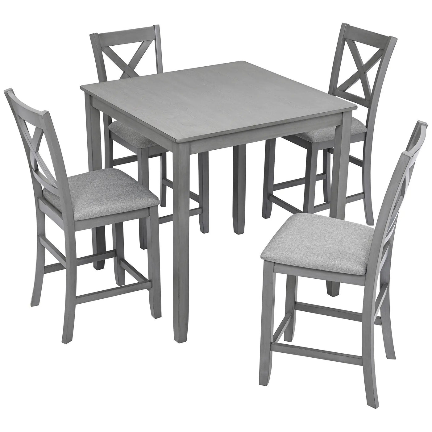 5 Piece Dining Table Set, Wooden Dining Square Table Set For 4 by Unique Piece Furniture
