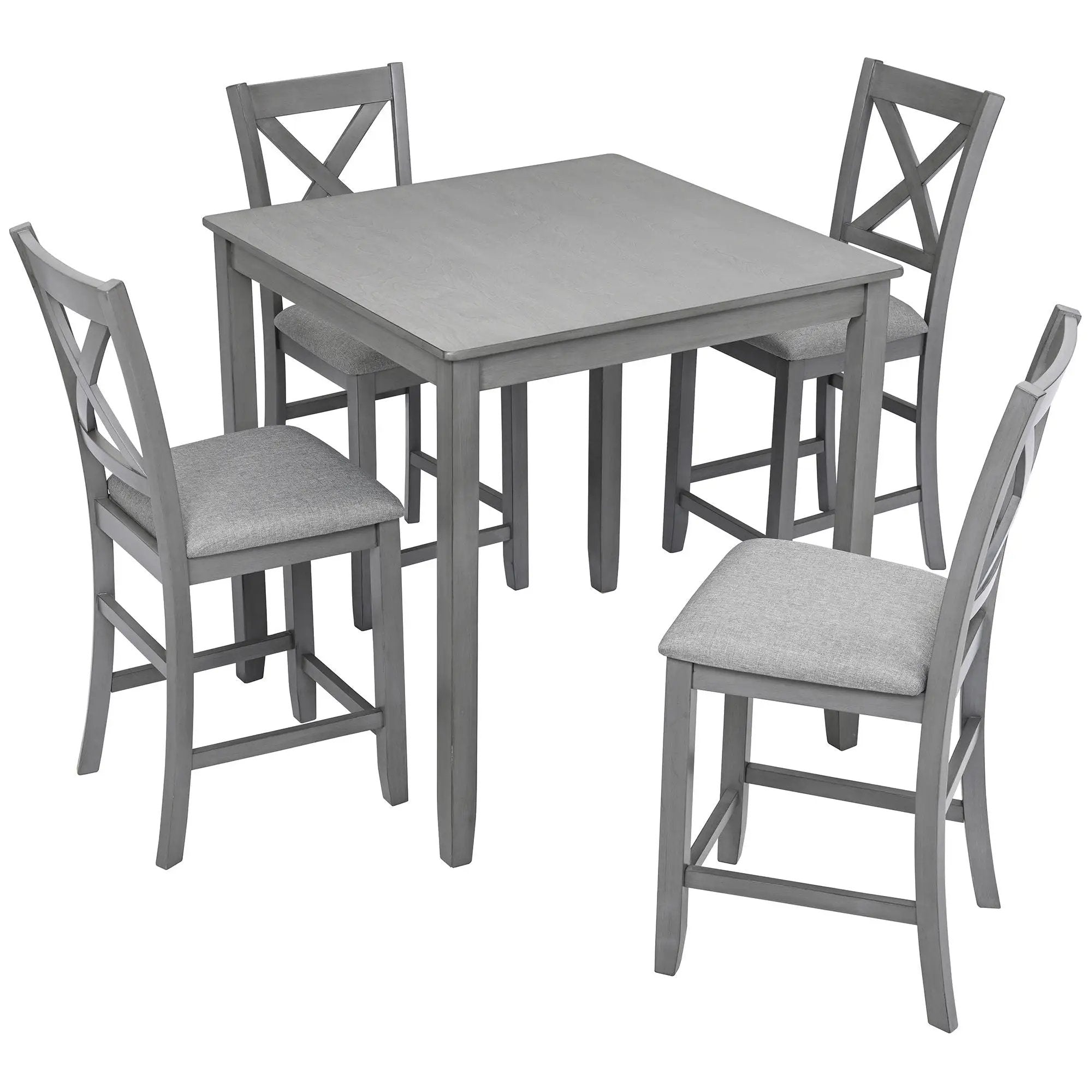 5 Piece Dining Table Set, Wooden Dining Square Table Set For 4 by Unique Piece Furniture