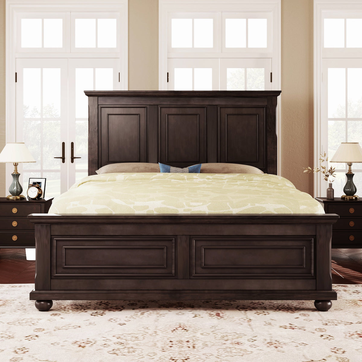 Traditional Town and Country Style Pinewood Vintage Tall Headboard King Bed Frame, photo 4 of 8