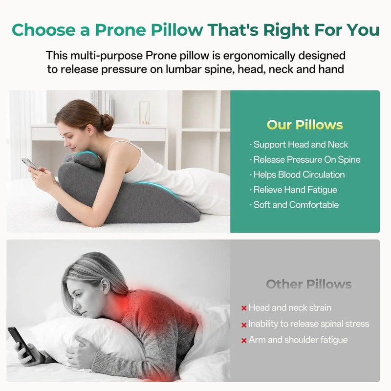 Ergonomic Spinal Posture Support & Multi-Functional Bed Pillow - Grey by HouseOfZazla