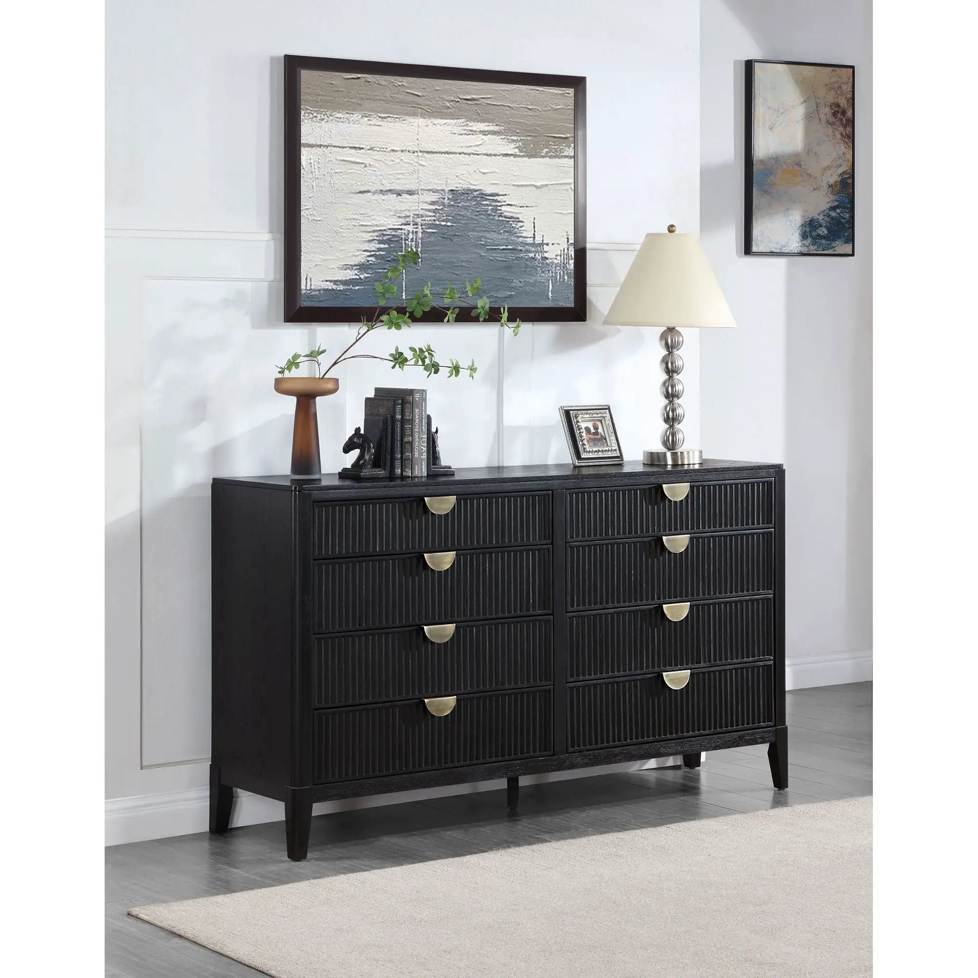 Mason - 8 Drawer Dresser With Fluted Design - Black by HouseOfZazla