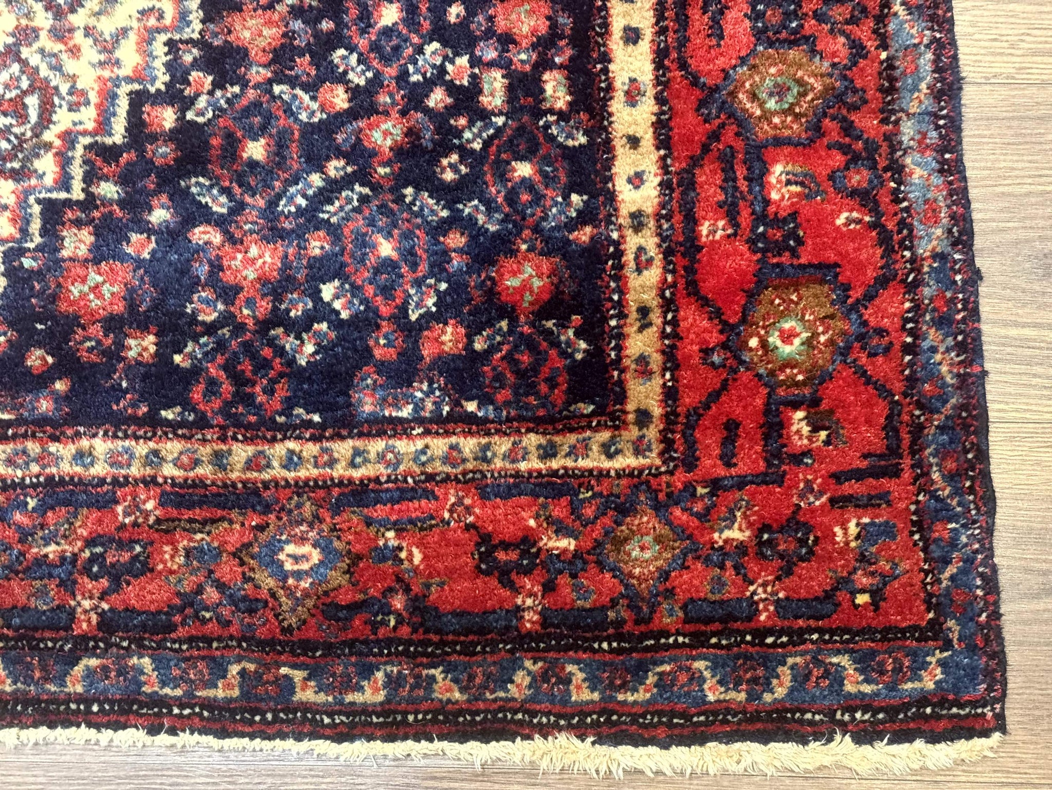 Antique Persian Kurdish Senneh Rug 4x5 Tribal Carpet Wool Geometric Medallion by Jewel Rugs
