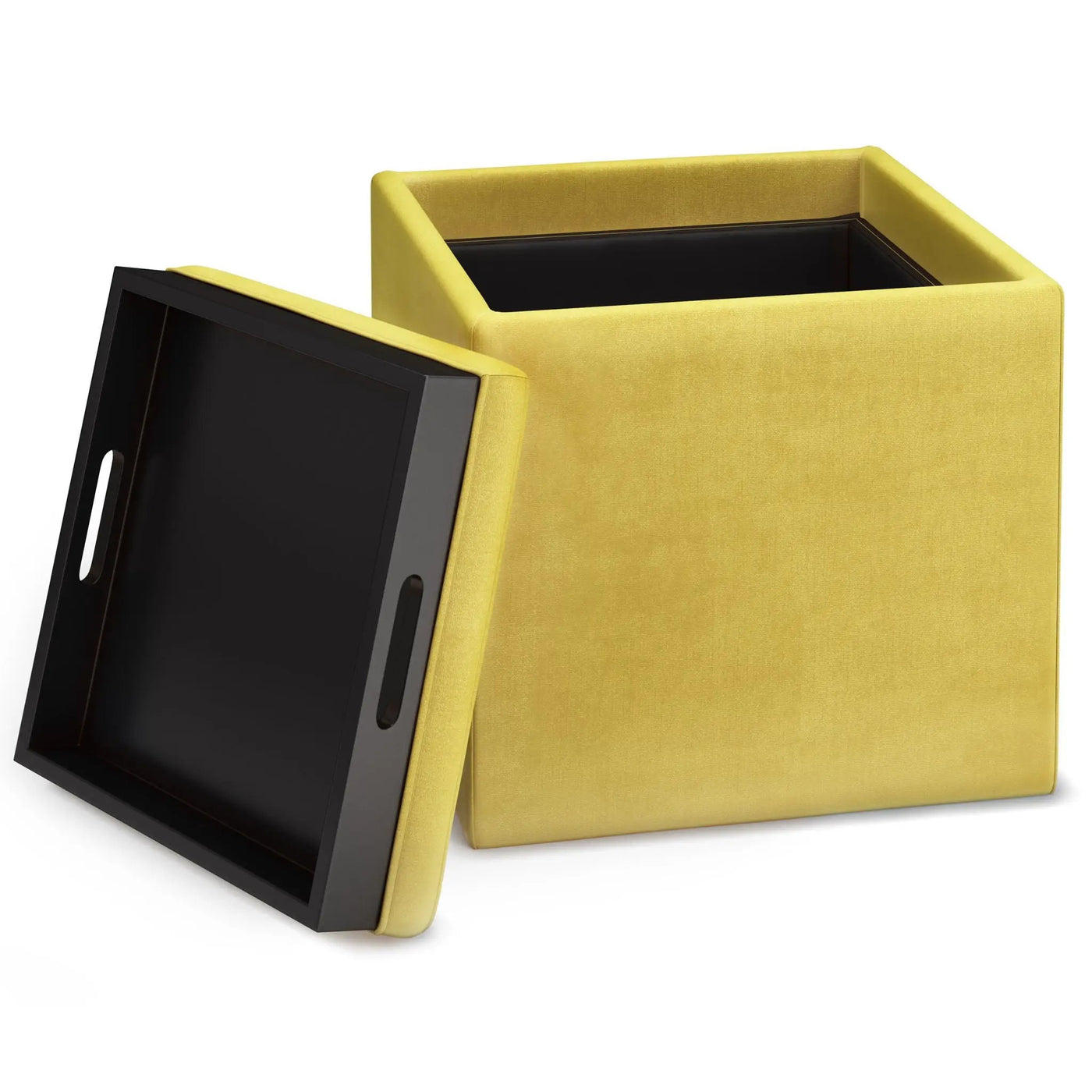 Rockwood - Upholstered Cube Storage Ottoman With Tray by HouseOfZazla